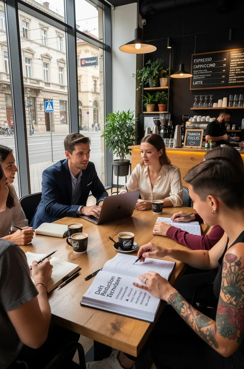 Pénzügyi tervezési táblázat kézzel írt jegyzetekkel és kalkulátorral az adósságcsökkentéshez.